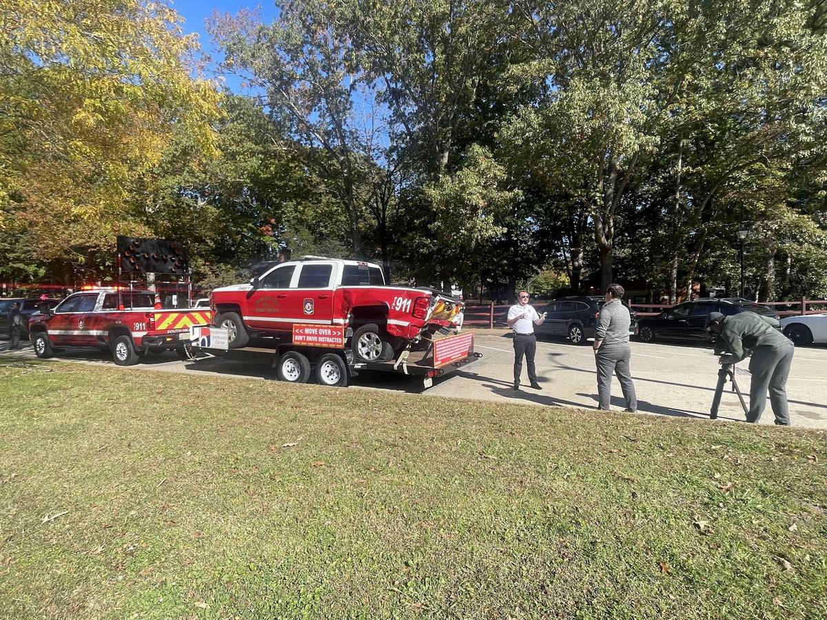 The Move Over Law display truck set up for a public awareness event, South Hill Virginia