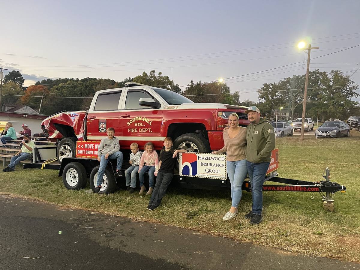 The Move Over Law display truck at an evening community event, South Hill Virginia