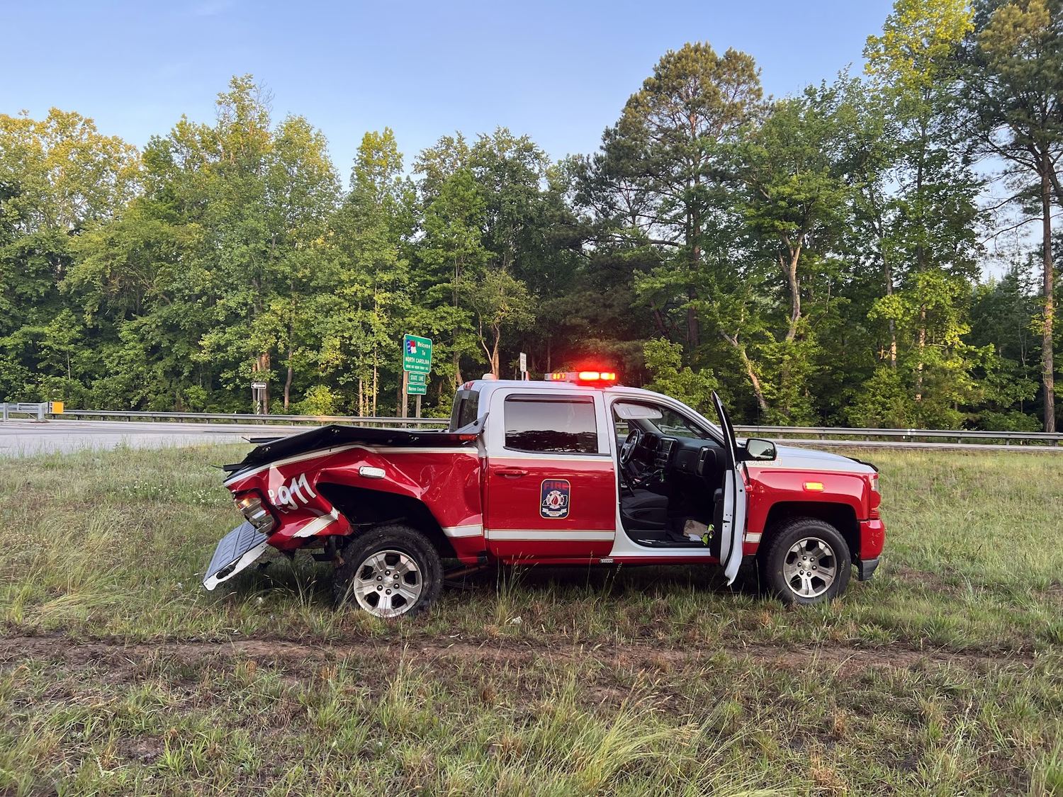 Derek Hazelwood, South Hill Volunteer Fire Department: What was left of the chief's truck